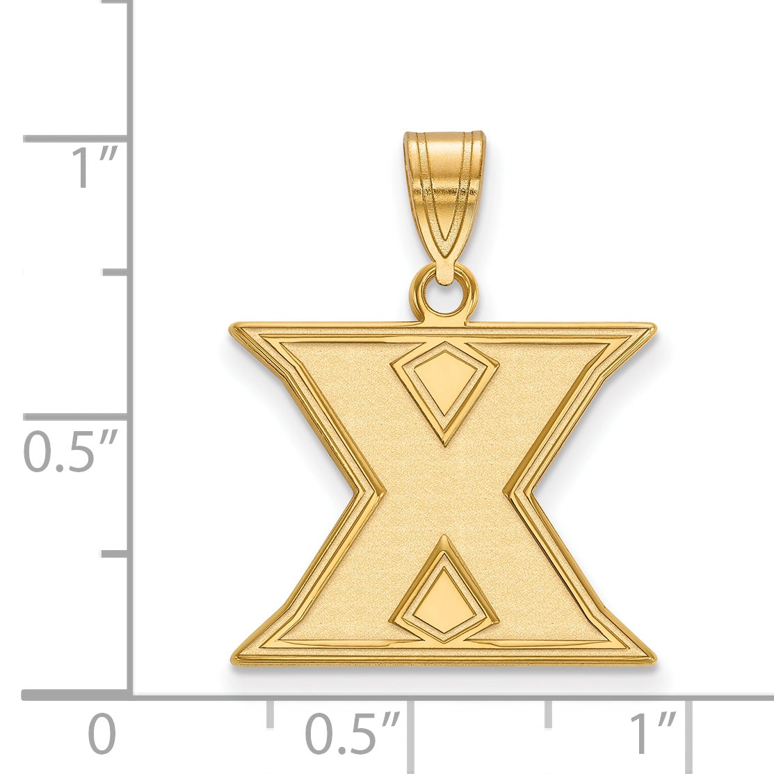 Gold Plated Sterling Silver Logoart Xavier University Letter X Medium Pendant
