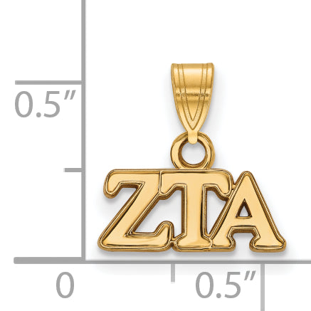Gold Plated Sterling Silver Logoart Zeta Tau Alpha Sorority Greek Letters Small Pendant