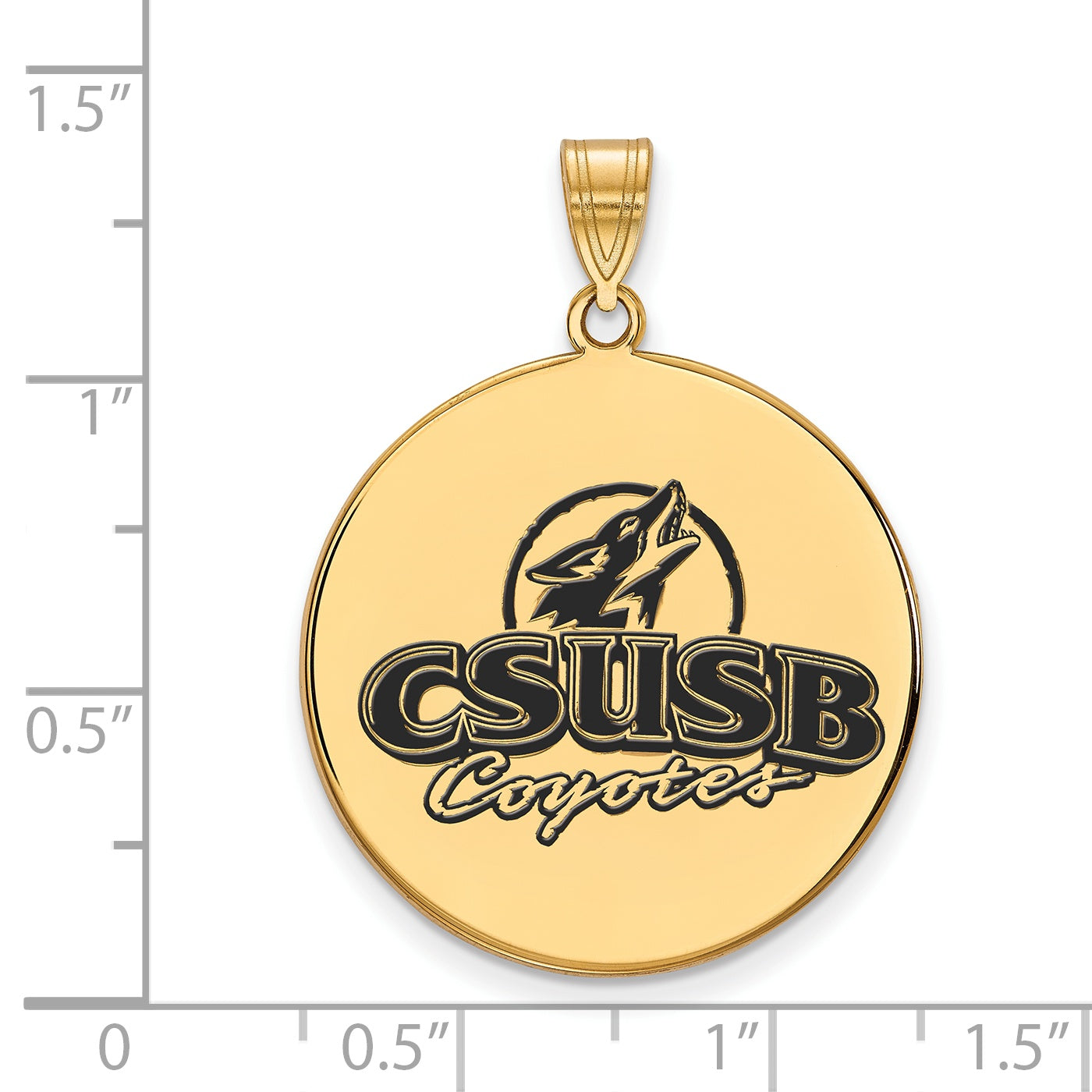 Gold Plated Sterling Silver Logoart California State University San Bernardino Coyotes Extra Large Enameled Disc Pendant