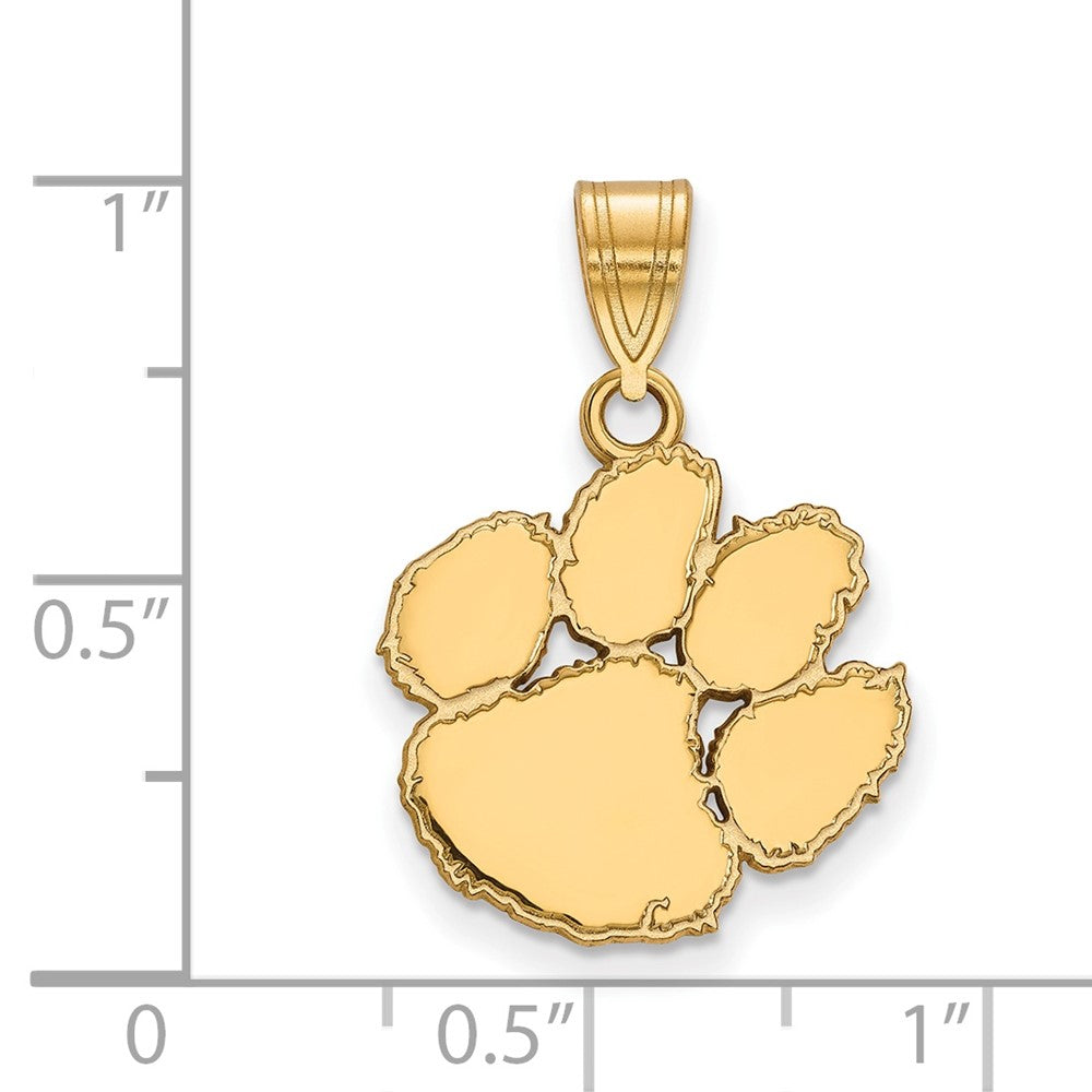Gold Plated Sterling Silver Logoart Clemson University Tiger Paw Medium Pendant