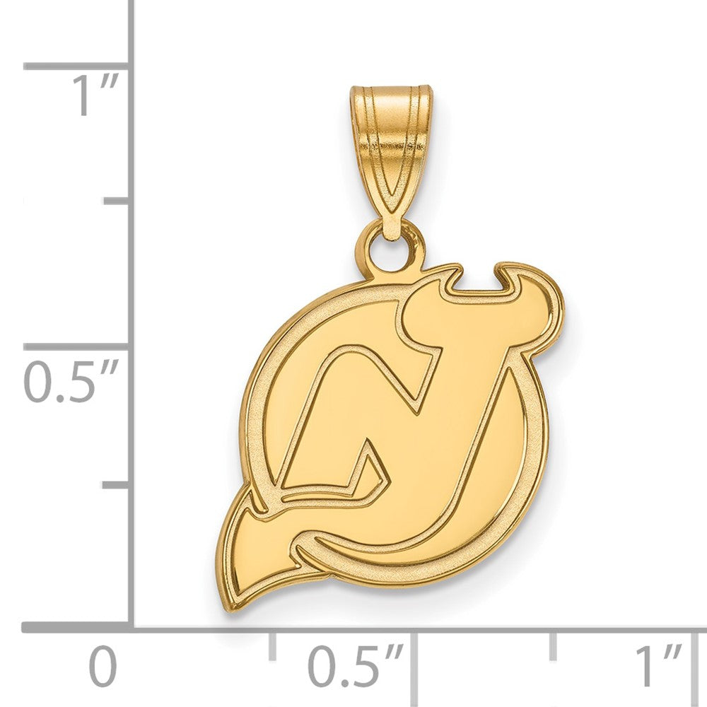 Gold Plated Sterling Silver Nhl Logoart New Jersey Devils Medium Pendant