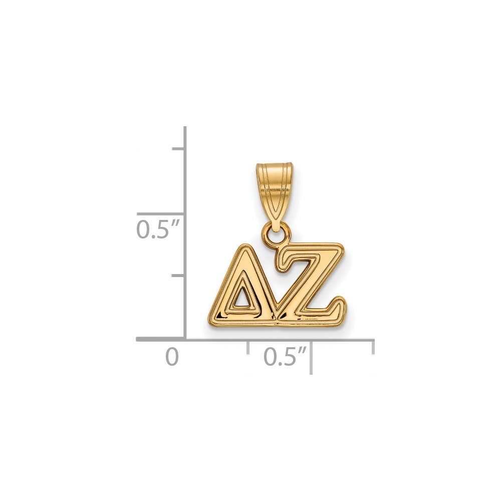Gold Plated Sterling Silver Logoart Delta Zeta Sorority Greek Letters Medium Pendant