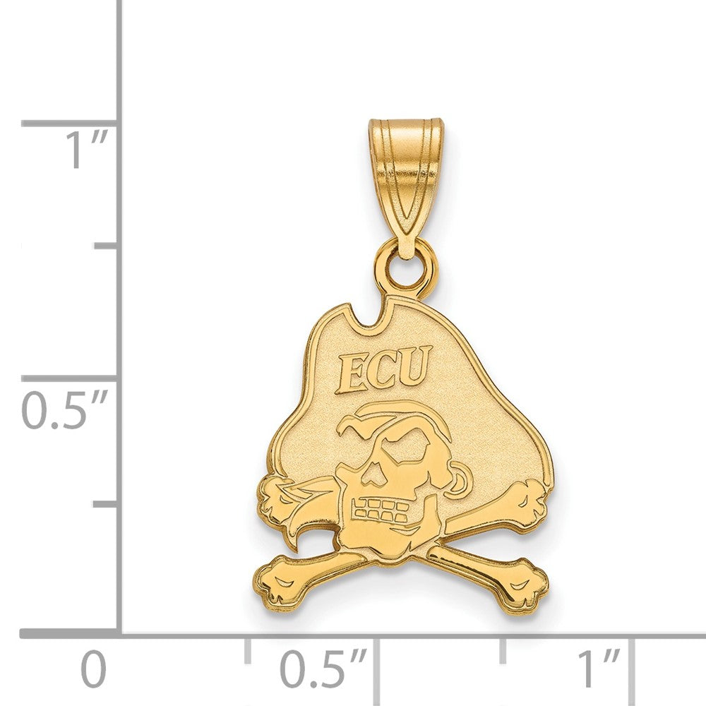 Gold Plated Sterling Silver Logoart East Carolina University Pirate Medium Pendant