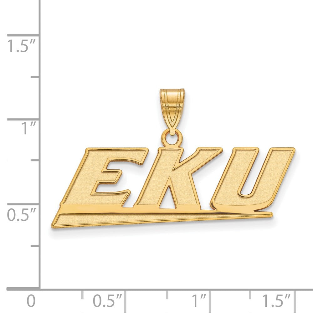 10K Yellow Gold Logoart Eastern Kentucky University E K U Medium Pendant