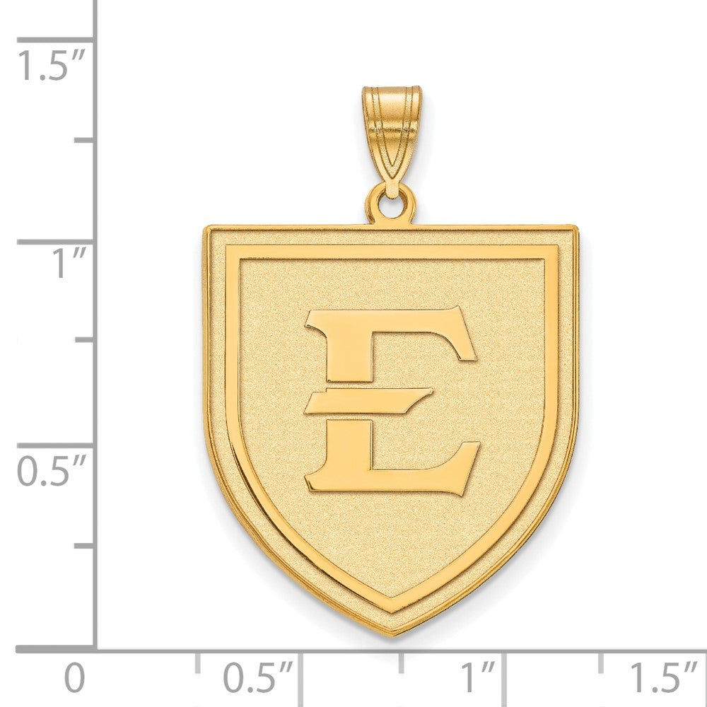 Gold Plated Sterling Silver Logoart East Tennessee State University Letter E Shield Extra Large Pendant