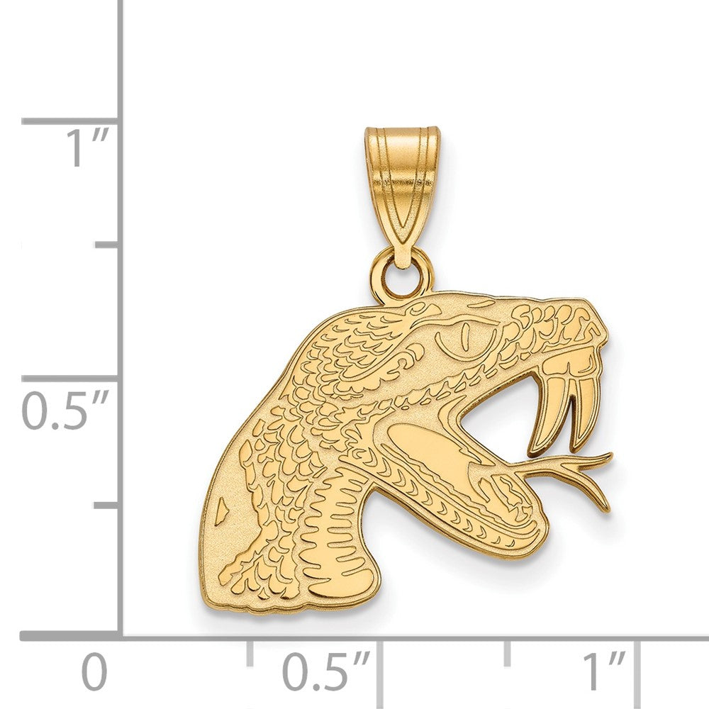 10K Yellow Gold Logoart Florida A And M University Rattler Medium Pendant