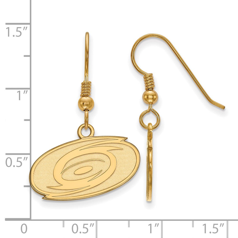 Gold Plated Sterling Silver Nhl Logoart Carolina Hurricanes Small Dangle Earrings
