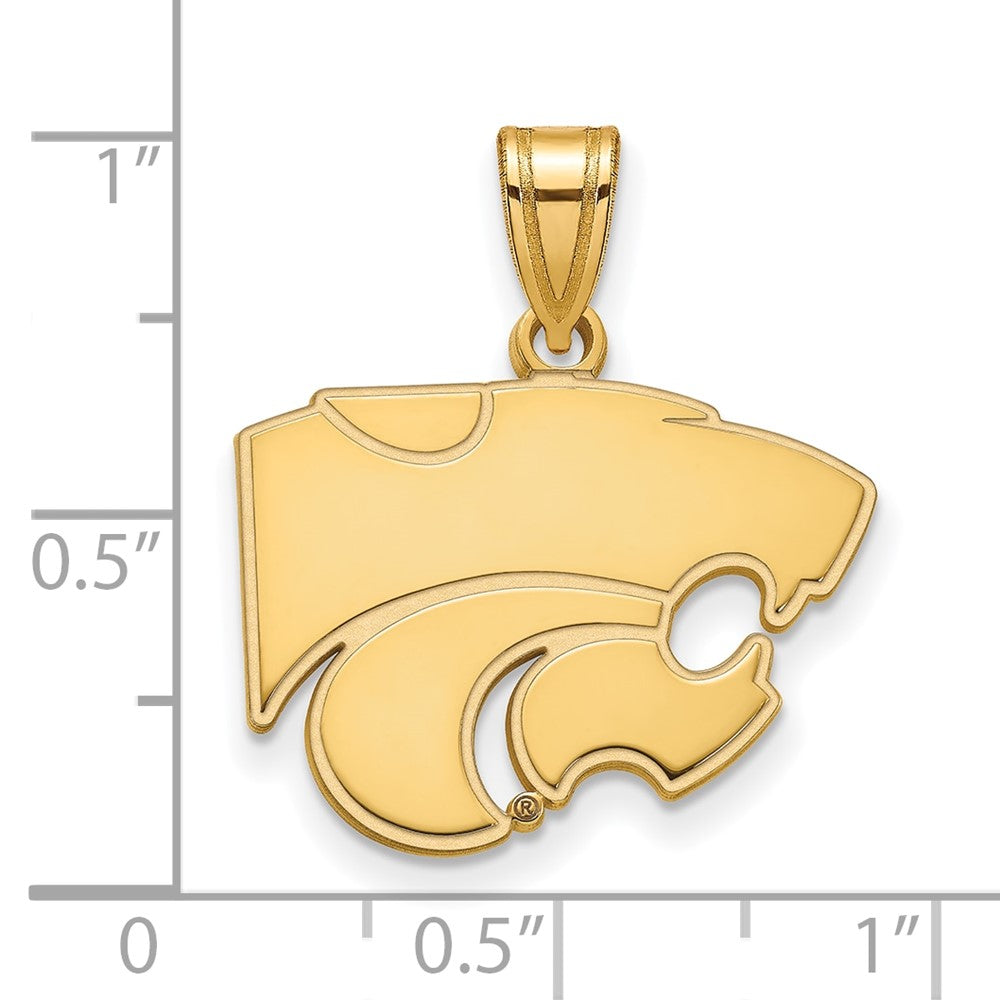 Gold Plated Sterling Silver Logoart Kansas State University Wildcat Medium Pendant