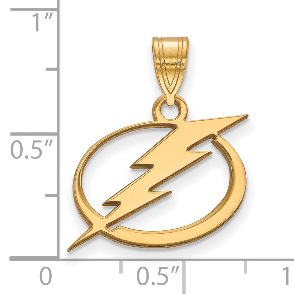 Gold Plated Sterling Silver Nhl Logoart Tampa Bay Lightning Medium Pendant