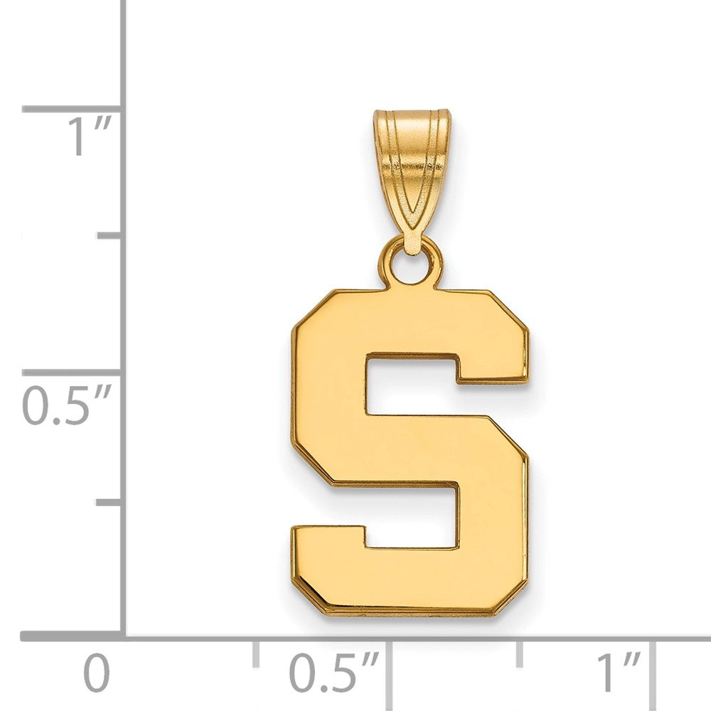 14K Yellow Gold Logoart Michigan State University Letter S Medium Pendant