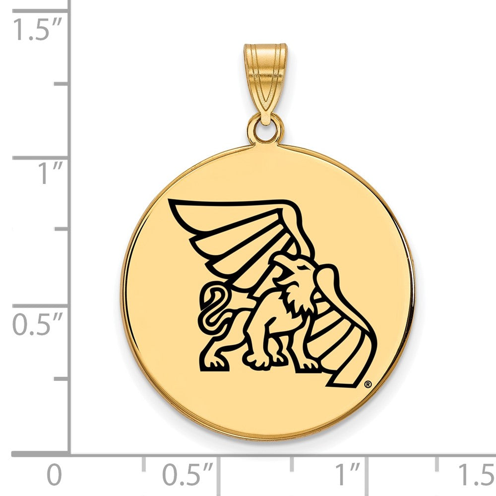 Gold Plated Sterling Silver Logoart Missouri Western State University Griffon Extra Large Enameled Disc Pendant