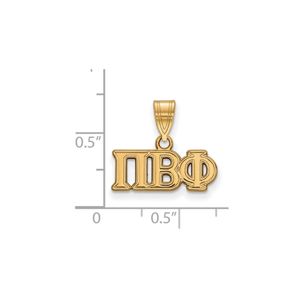 Gold Plated Sterling Silver Logoart Pi Beta Phi Sorority Greek Letters Medium Pendant