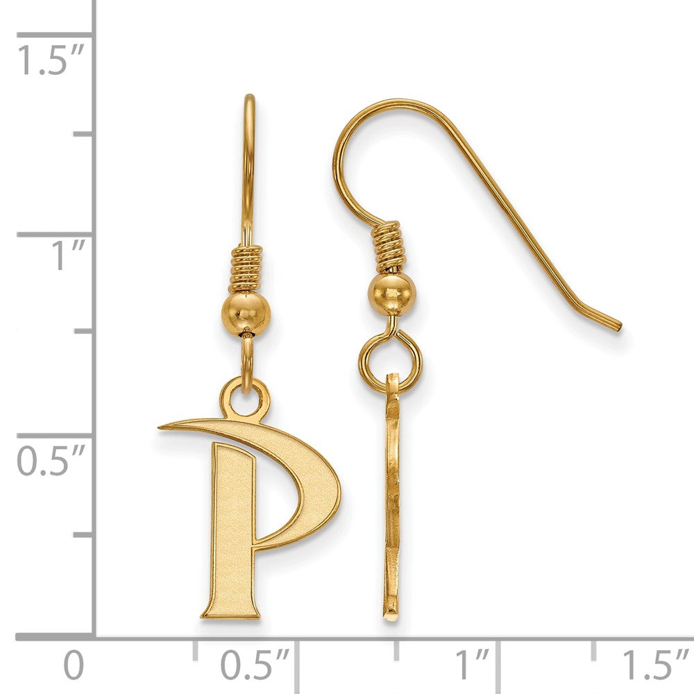 Gold Plated Sterling Silver Logoart Pepperdine University Letter P Small Dangle Wire Earrings