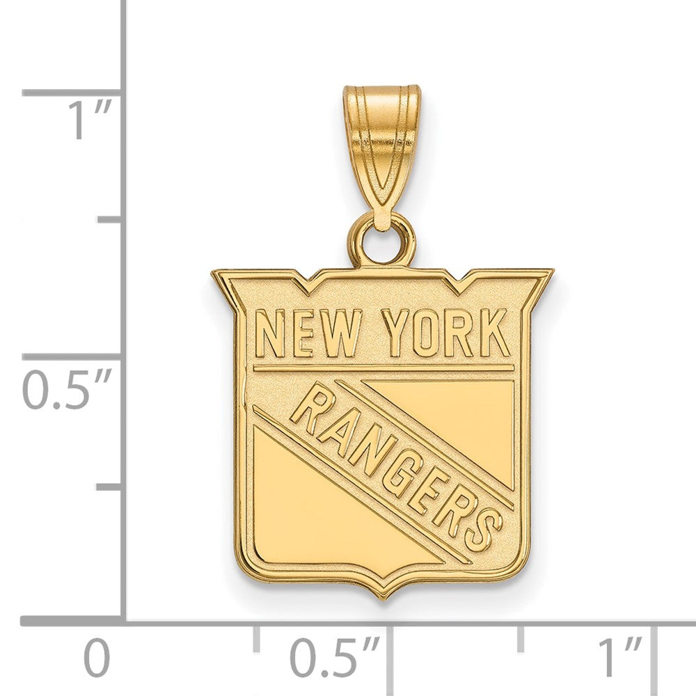 Gold Plated Sterling Silver Nhl Logoart New York Rangers Medium Pendant