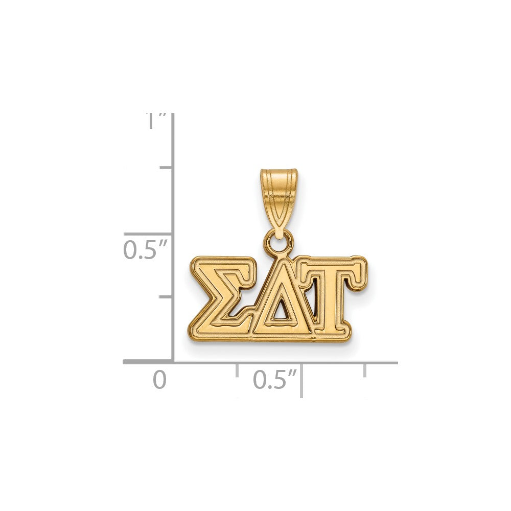 Gold Plated Sterling Silver Logoart Sigma Delta Tau Sorority Greek Letters Medium Pendant