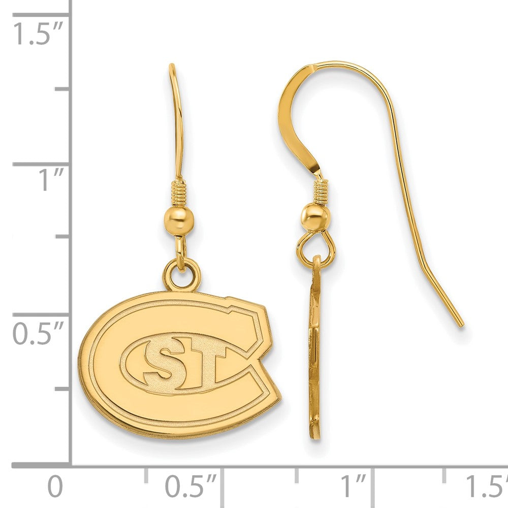 Gold Plated Sterling Silver Logoart St. Cloud State University Small Dangle Wire Earrings