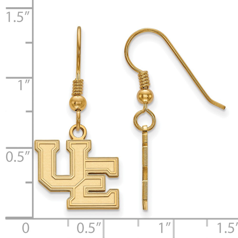 Gold Plated Sterling Silver Logoart University Of Evansville Purple Aces Small Dangle Wire Earrings