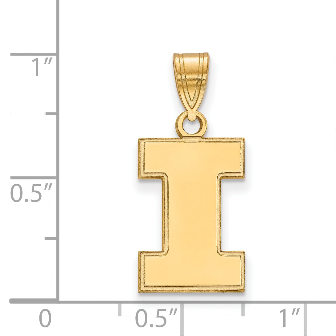 Gold Plated Sterling Silver Logoart University Of Illinois Letter I Medium Pendant