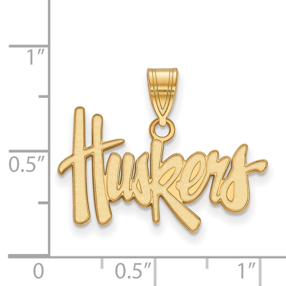 Gold Plated Sterling Silver Logoart University Of Nebraska Huskers Medium Pendant