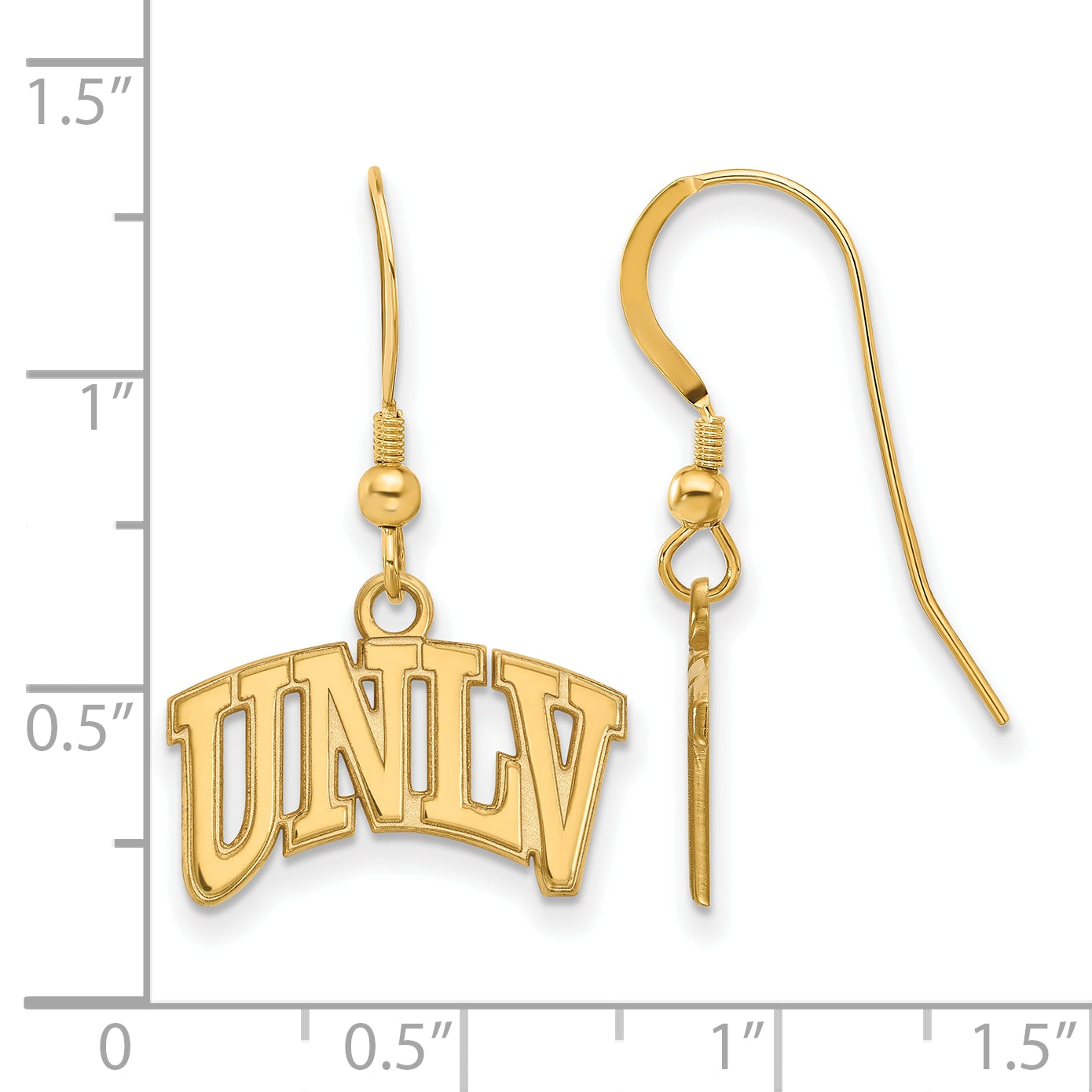 Gold Plated Sterling Silver Logoart University Of Nevada Las Vegas U N L V Small Dangle Wire Earrings