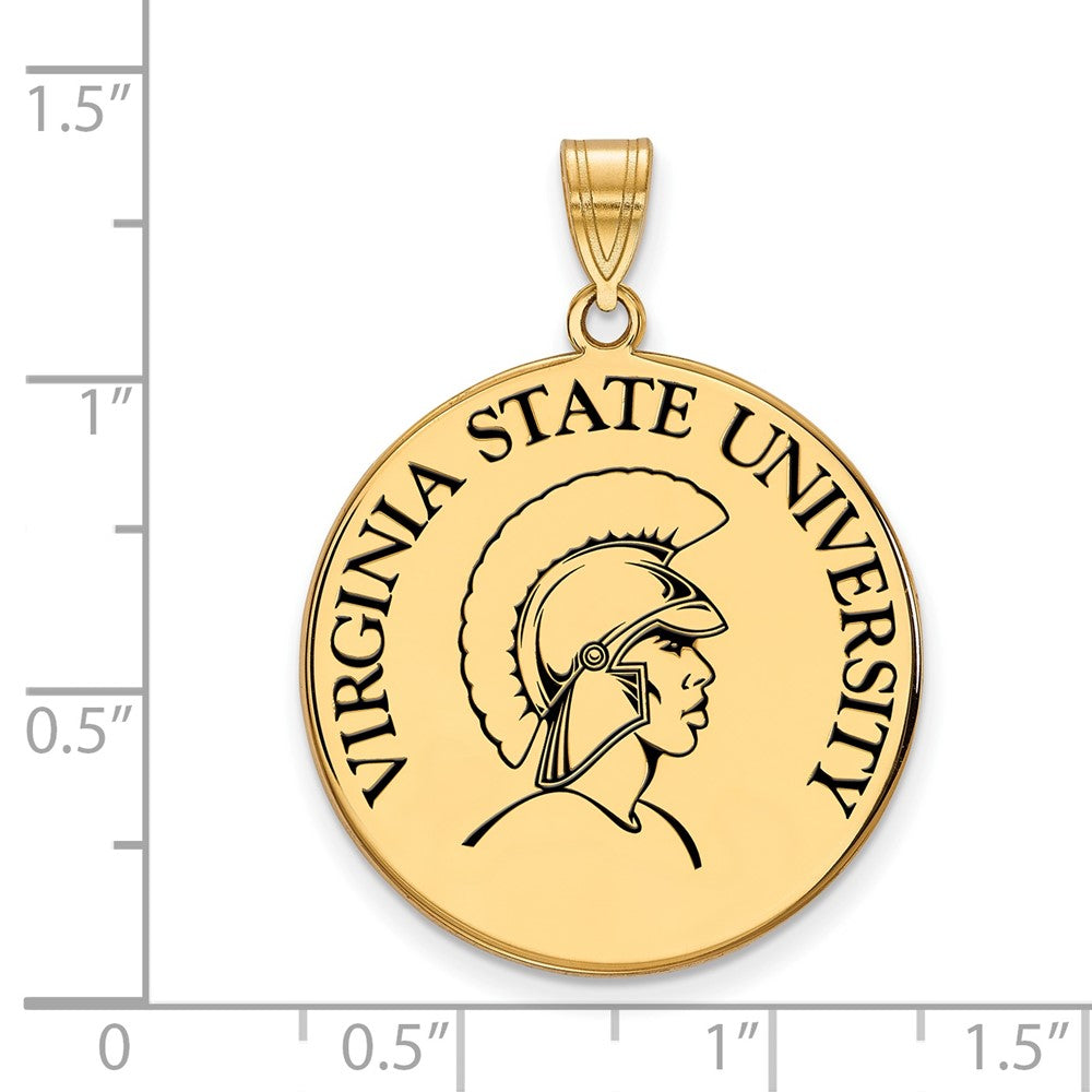 Gold Plated Sterling Silver Logoart Virginia State University Extra Large Enameled Disc Pendant