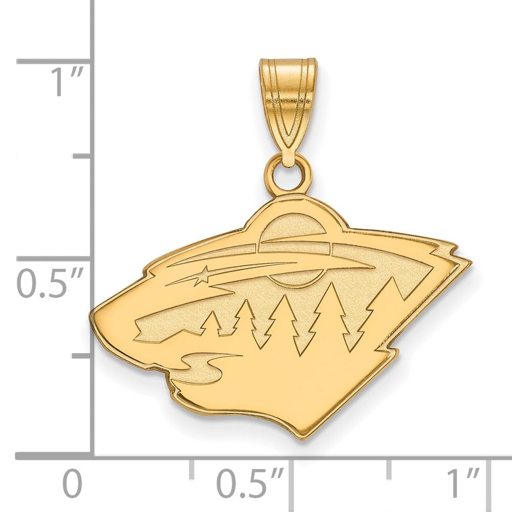 10K Yellow Gold Nhl Logoart Minnesota Wild Medium Pendant