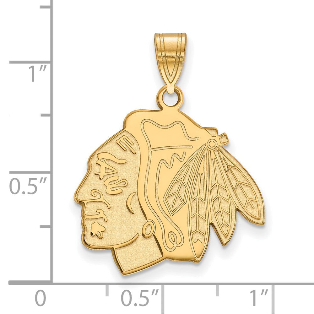 Gold Plated Sterling Silver Nhl Logoart Chicago Blackhawks Large Pendant