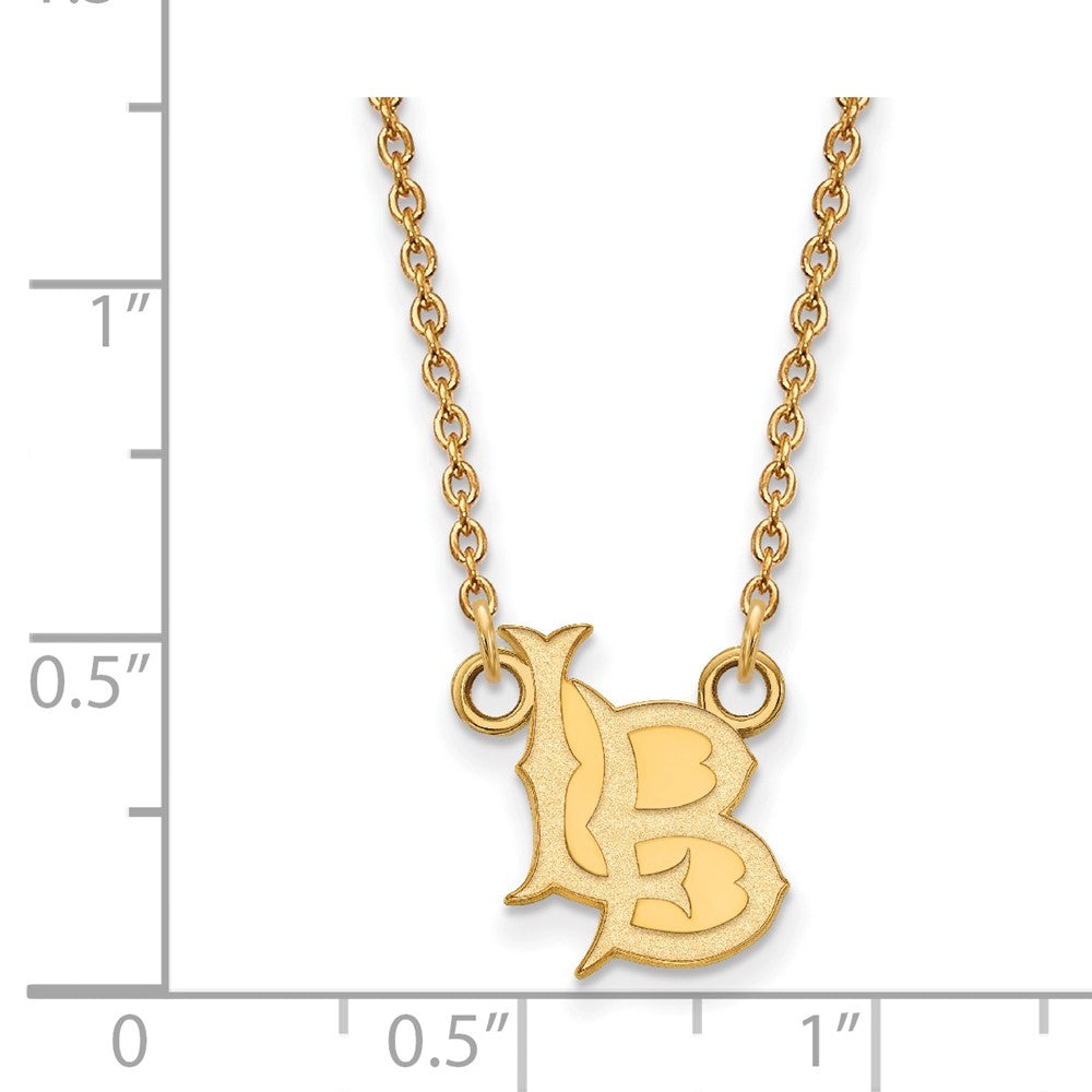 Gold Plated Sterling Silver Logoart California State University Long Beach L B Small Pendant 18 Inch Necklace