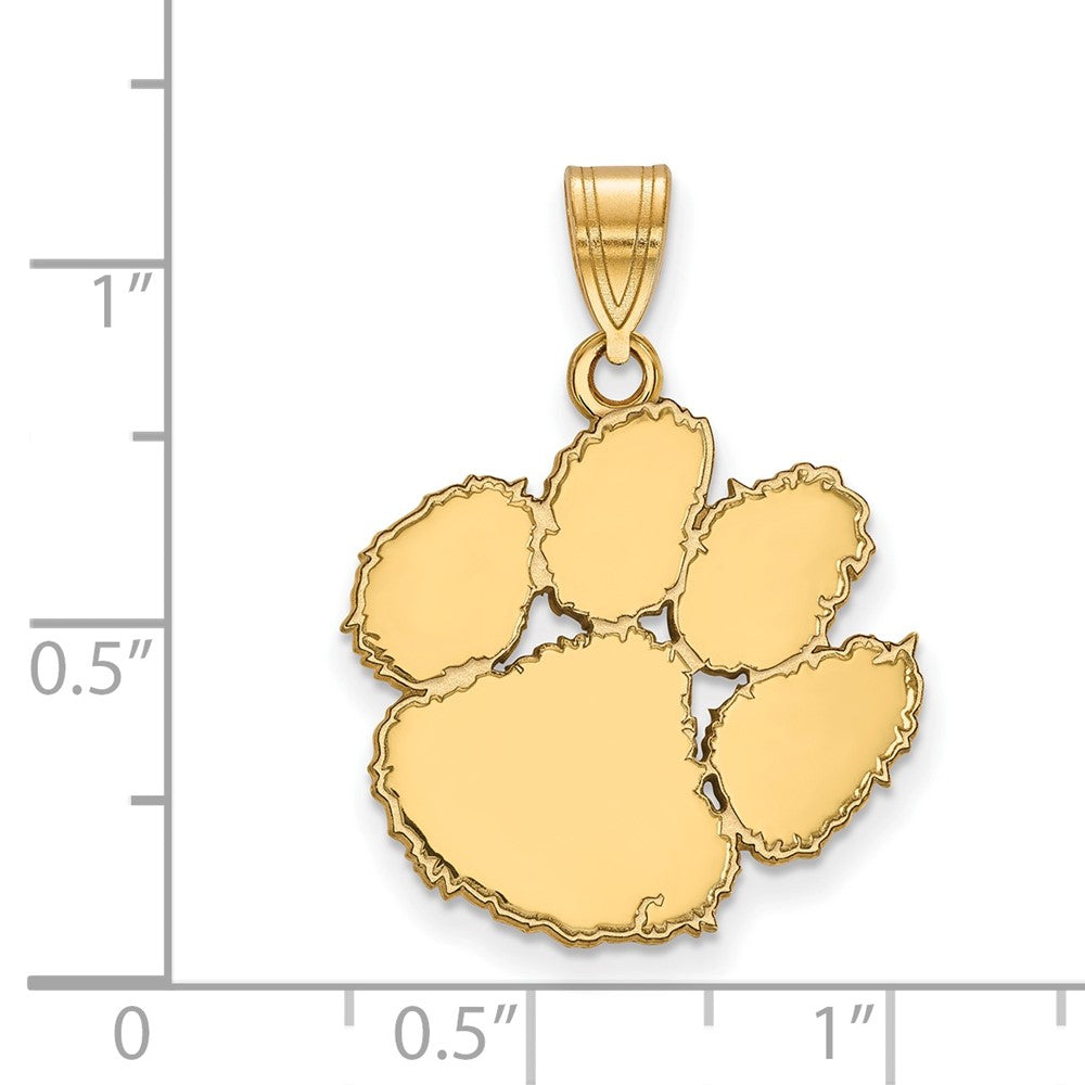 14K Yellow Gold Logoart Clemson University Tiger Paw Large Pendant