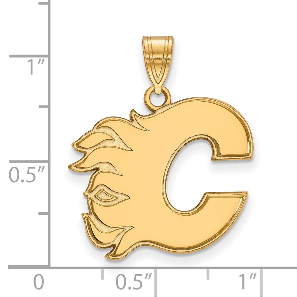 10K Yellow Gold Nhl Logoart Calgary Flames Letter C Large Pendant
