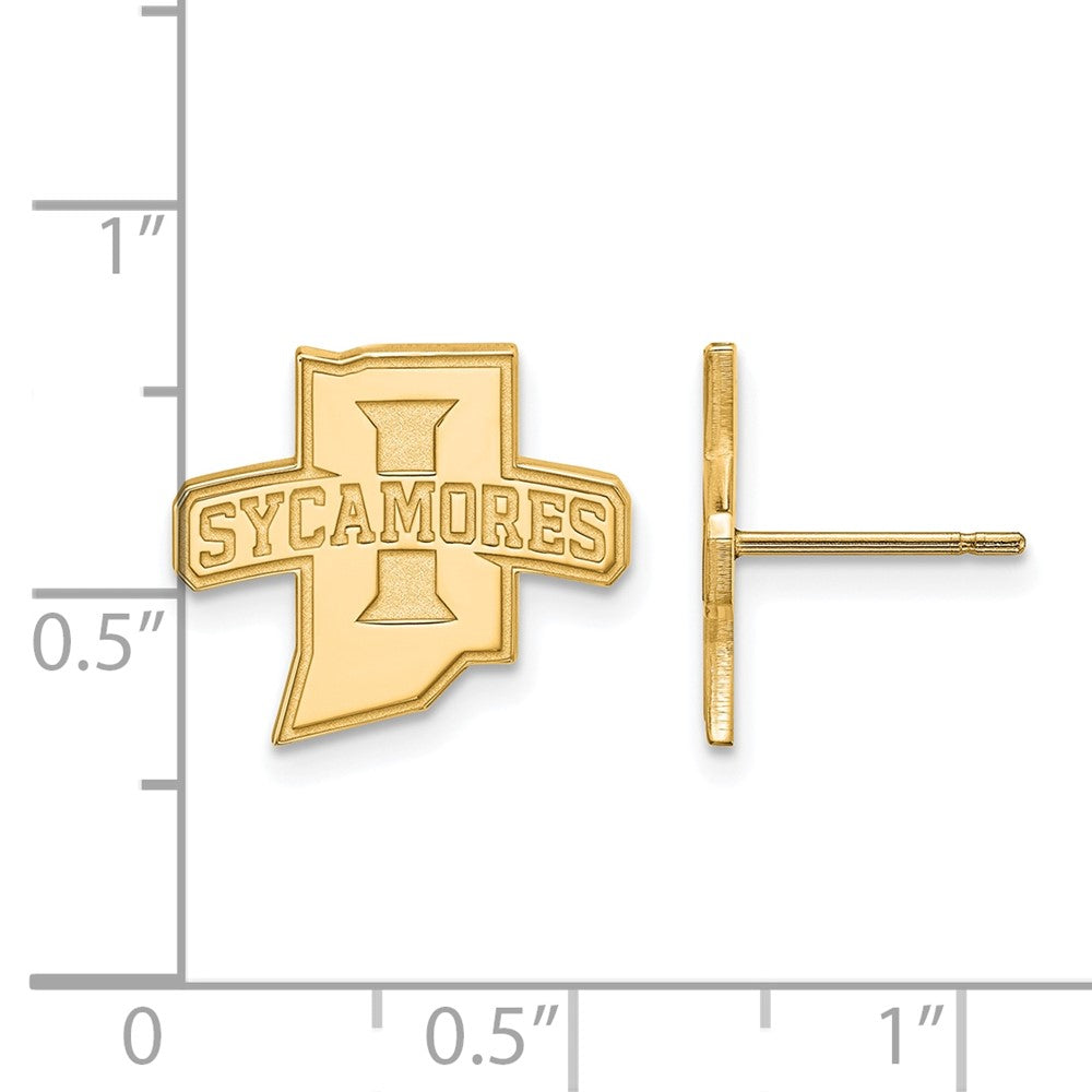 10K Yellow Gold Logoart Indiana State University Sycamores Small Post Earrings