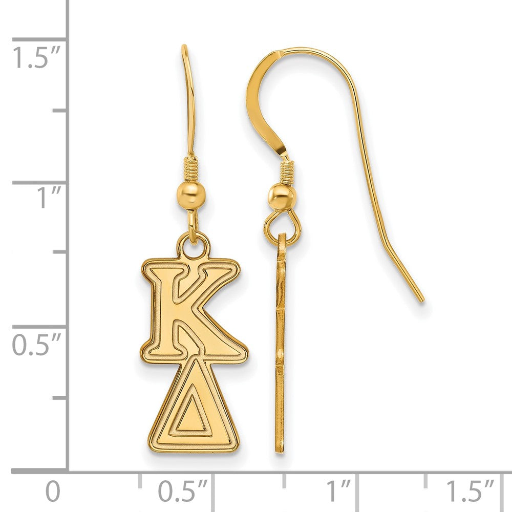 Gold Plated Sterling Silver Logoart Kappa Delta Sorority Greek Letters Small Dangle Earrings