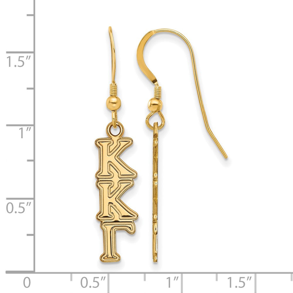 Gold Plated Sterling Silver Logoart Kappa Gamma Sorority Greek Letters Small Dangle Earrings