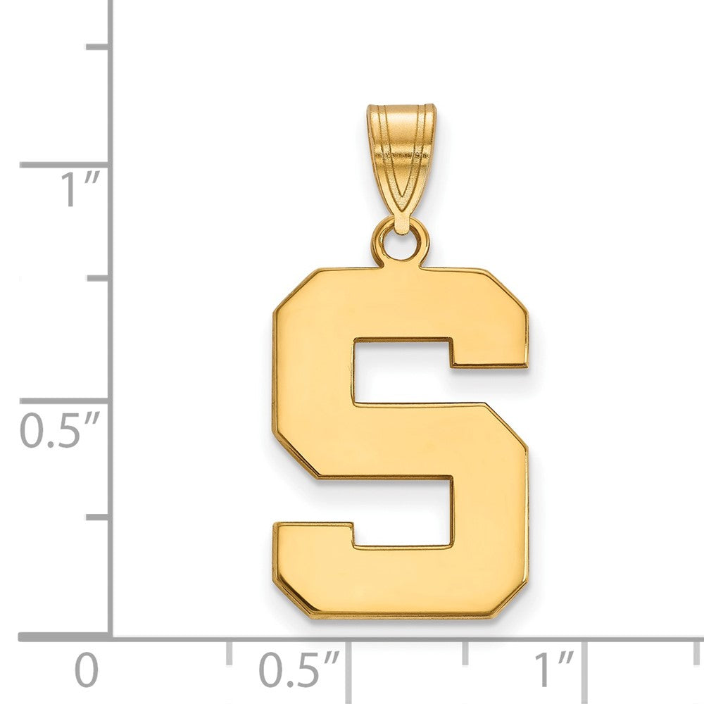 14K Yellow Gold Logoart Michigan State University Letter S Large Pendant