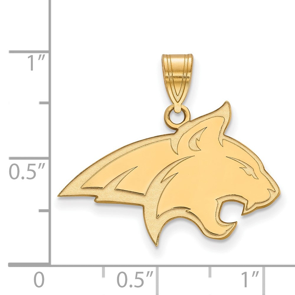 Gold Plated Sterling Silver Logoart Montana State University Bobcat Large Pendant