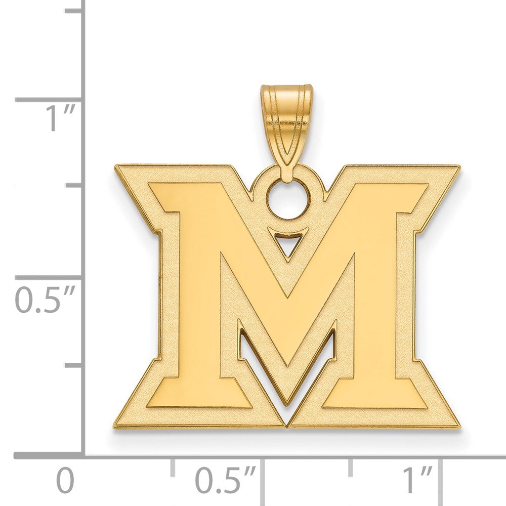 10K Yellow Gold Logoart Miami University Ohio Letter M Large Pendant