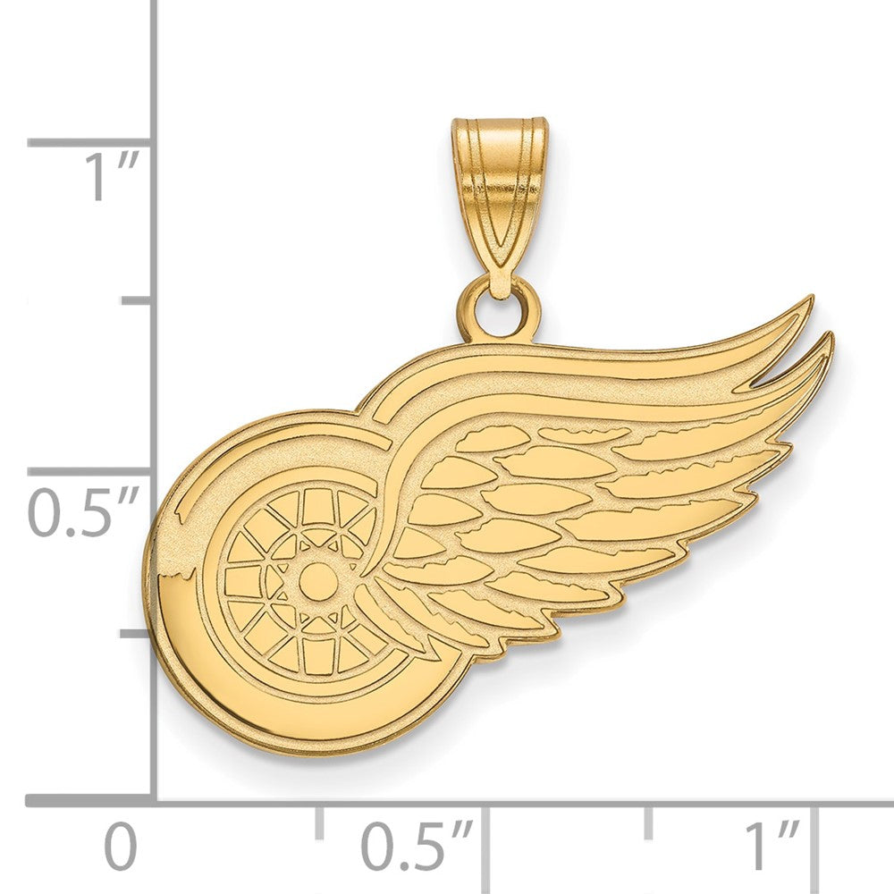 Gold Plated Sterling Silver Nhl Logoart Detroit Red Wings Large Pendant