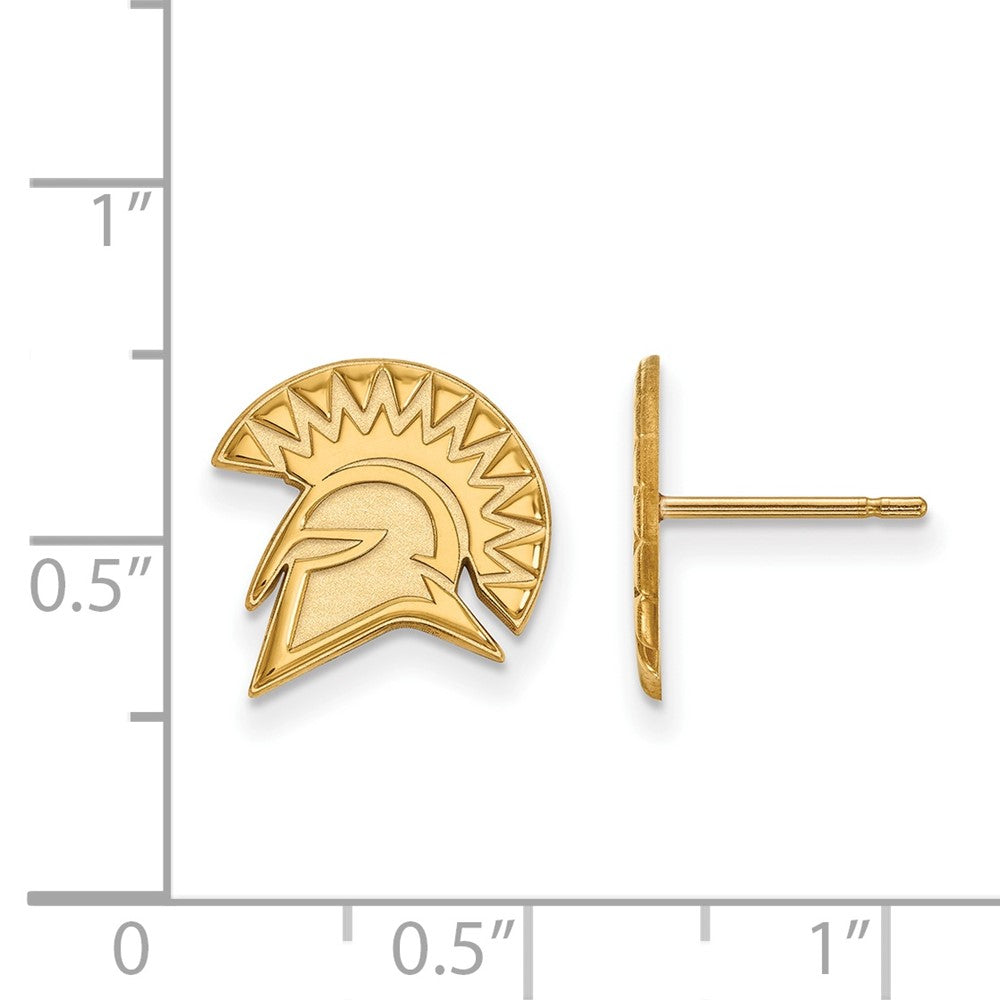 10K Yellow Gold Logoart San Jose State University Spartan Small Post Earrings