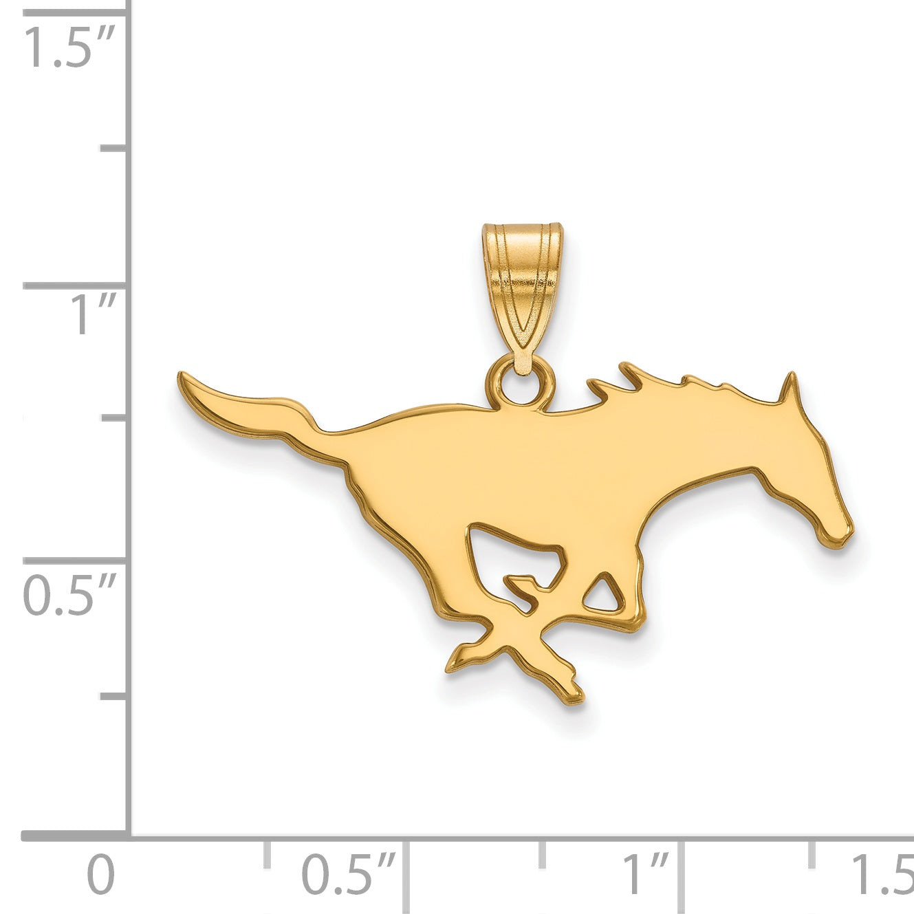 Gold Plated Sterling Silver Logoart Southern Methodist University Mustang Large Pendant