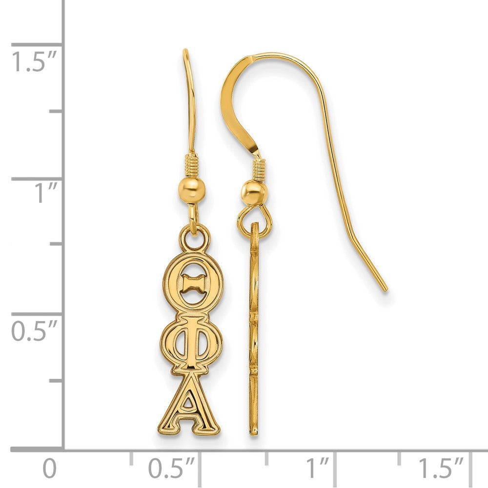 Gold Plated Sterling Silver Logoart Theta Phi Alpha Sorority Greek Letters Small Dangle Earrings