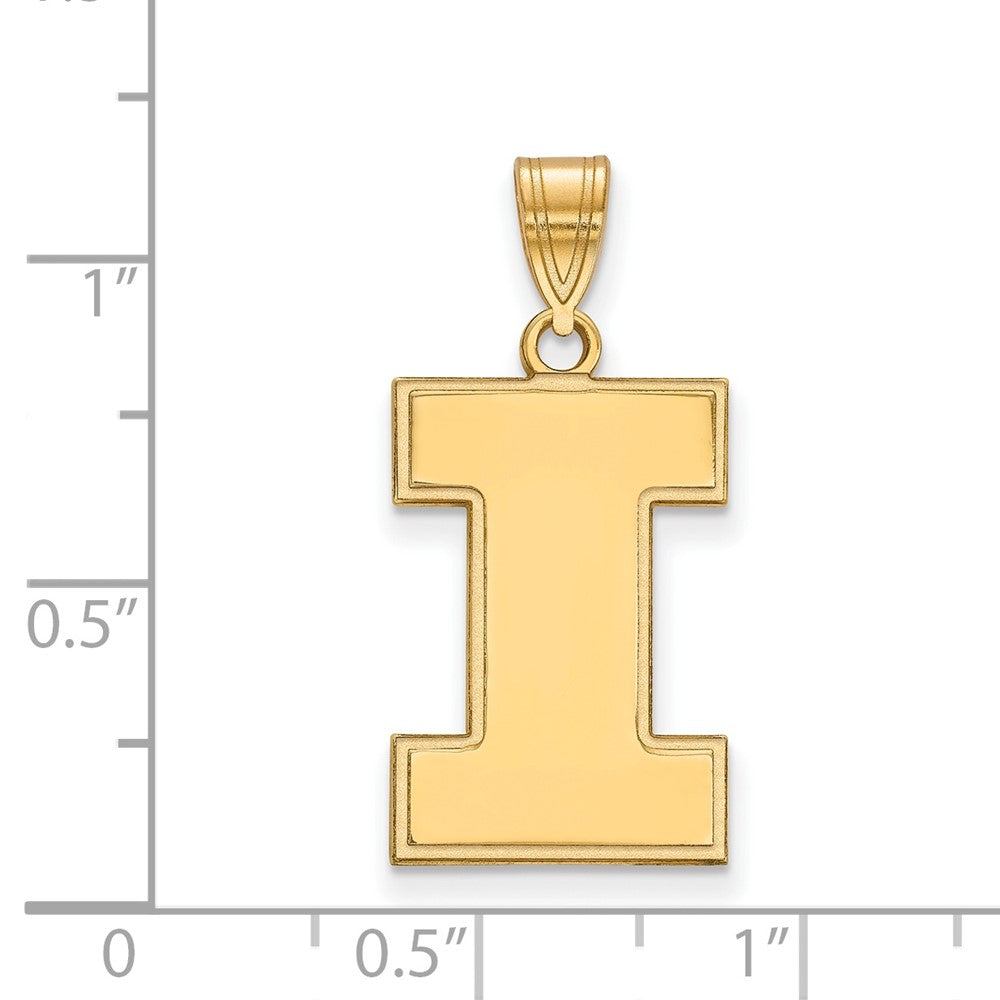 14K Yellow Gold Logoart University Of Illinois Letter I Large Pendant