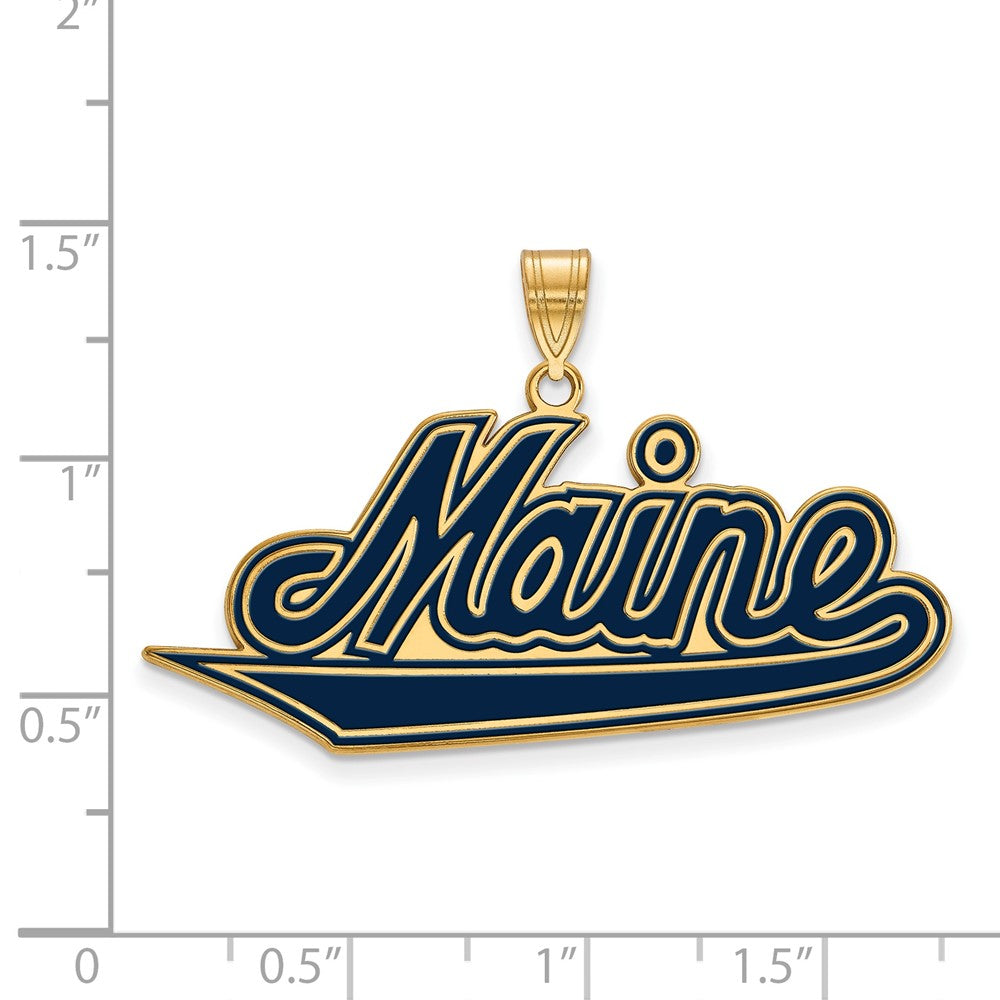 Gold Plated Sterling Silver Logoart University Of Maine Extra Large Enameled Pendant