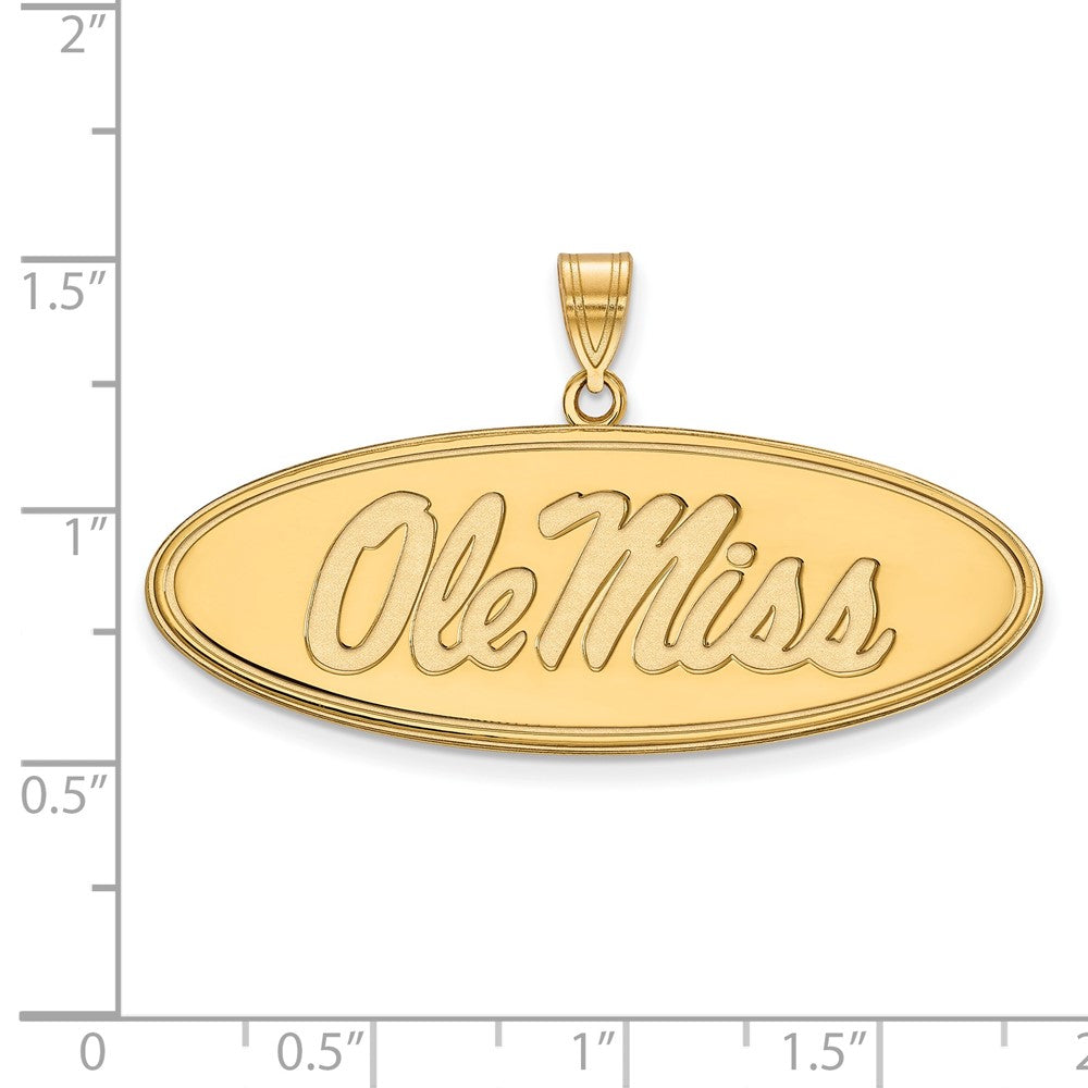 14K Yellow Gold Logoart University Of Mississippi Ole Miss Large Oval Pendant