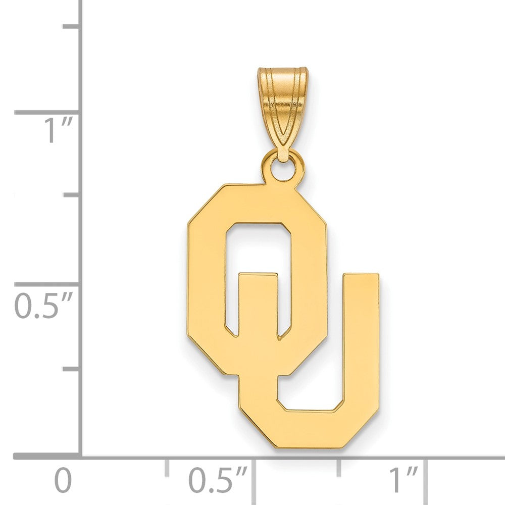 14K Yellow Gold Logoart University Of Oklahoma O U Large Pendant