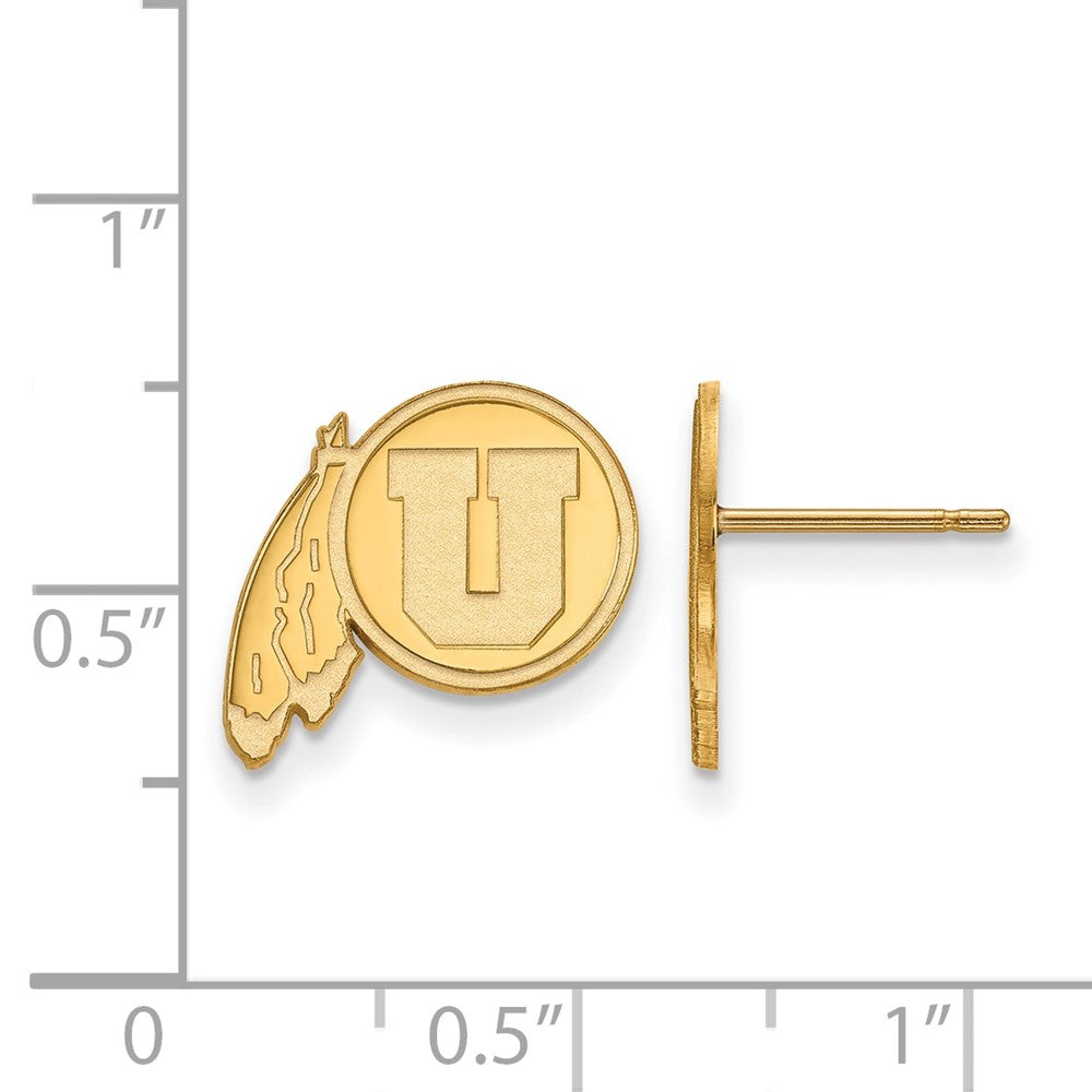 14K Yellow Gold Logoart University Of Utah Small Post Earrings
