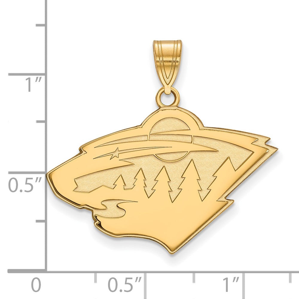 10K Yellow Gold Nhl Logoart Minnesota Wild Large Pendant