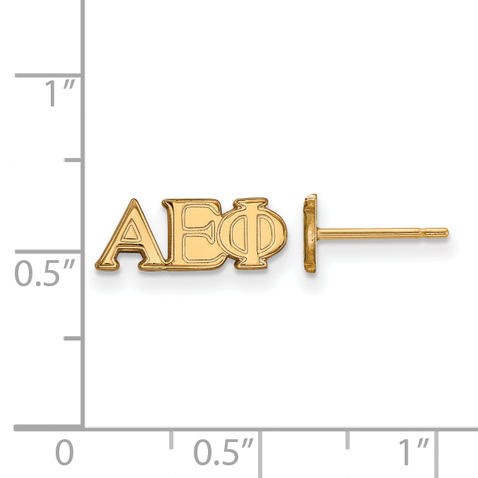 Gold Plated Sterling Silver Logoart Alpha Epsilon Phi Sorority Greek Letters Extra Small Post Earrings