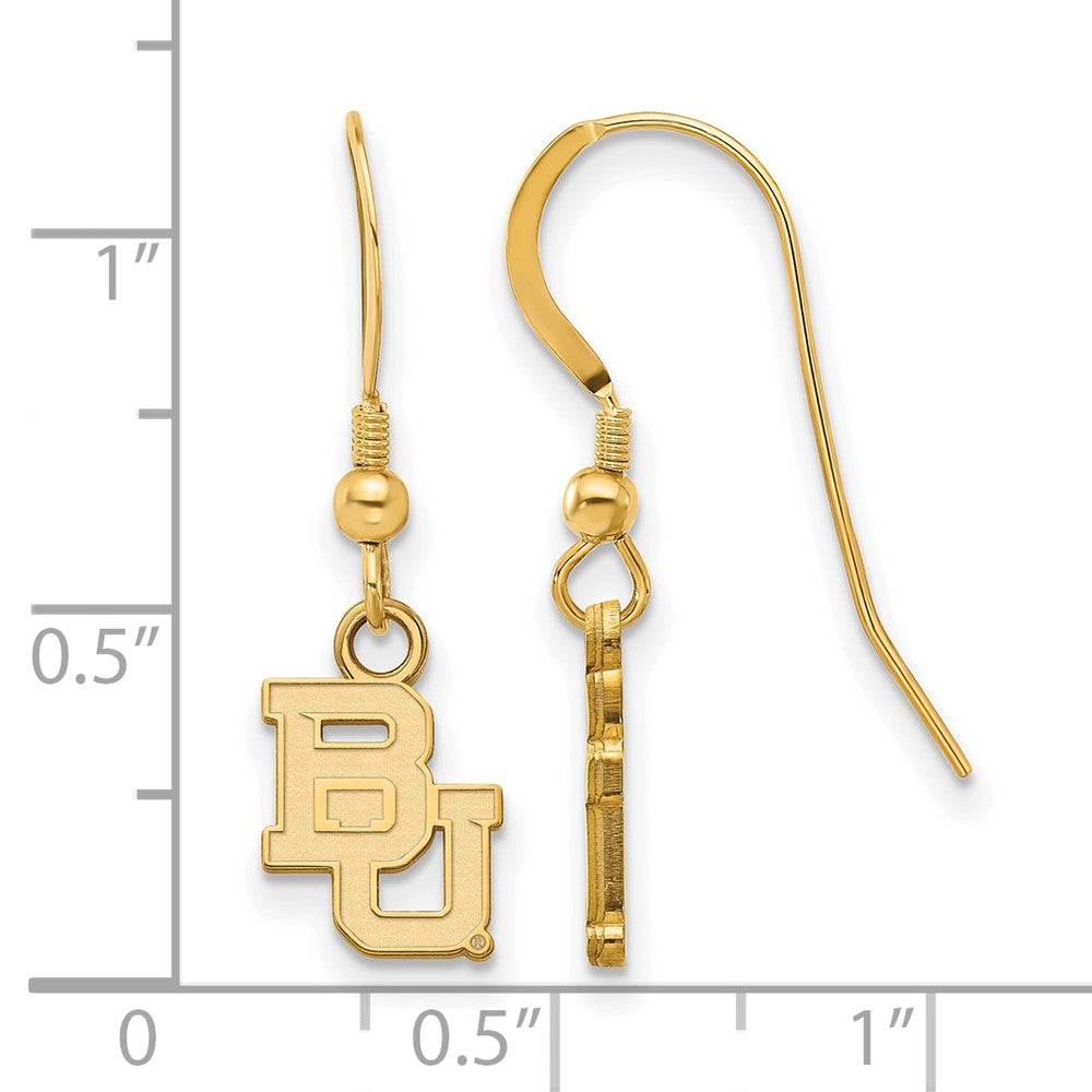 Gold Plated Sterling Silver Logoart Baylor University Bears Extra Small Dangle Wire Earrings