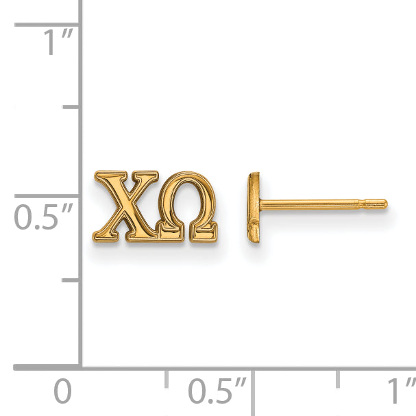 Gold Plated Sterling Silver Logoart Chi Omega Sorority Greek Letters Extra Small Post Earrings