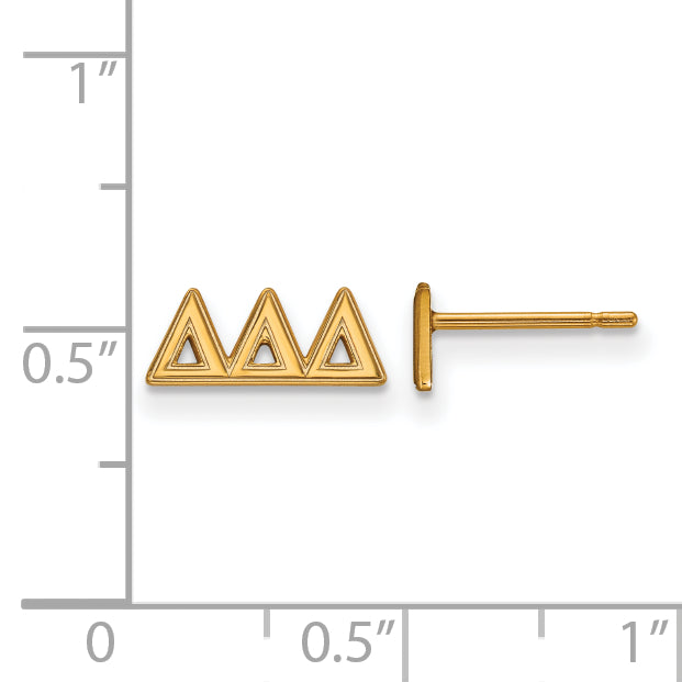 Gold Plated Sterling Silver Logoart Delta Sorority Greek Letters Extra Small Post Earrings